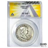 1955 Franklin Half Dollar ANACS PF66