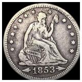 1853-O Silver Seated Liberty Quarter LIGHTLY CIRCU
