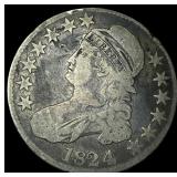 1824 Capped Bust Half Dollar NICELY CIRCULATED