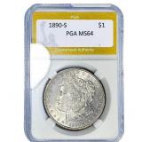 1890-S Morgan Silver Dollar PGA MS64
