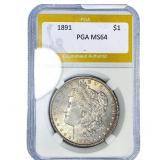 1891 Morgan Silver Dollar PGA MS64