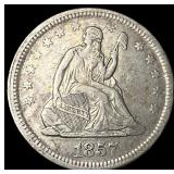 1857 Silver Seated Liberty Quarter NEARLY UNCIRCUL