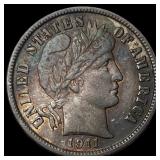 1911-D Silver Barber Dime NEARLY UNCIRCULATED