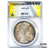 1921-D Morgan Silver Dollar ANACS MS64