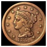 1851 Braided Hair Large Cent NEARLY UNCIRCULATED