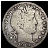 1914 Silver Half Dollar Barber NICELY CIRCULATED