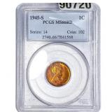 1945-S Wheat Cent PCGS MS66 RD