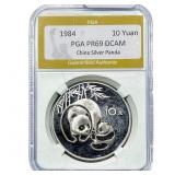1984 China Silver Panda 10 Yuan PGA PR69 DCAM