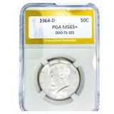 1964-D Kennedy Half Dollar PGA MS65+ DDO FS-101