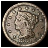 1854 Braided Hair Large Cent LIGHTLY CIRCULATED