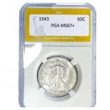 1943 Walking Liberty Half Dollar PGA MS67+