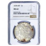 1878 8TF Morgan Silver Dollar NGC MS62