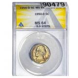 1950-D Jefferson Nickel ANACS MS64 5.5 Steps