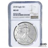 2018 Silver Eagle NGC MS69