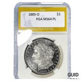 1885-O Morgan Silver Dollar PGA MS64 PL