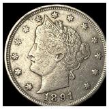 1891 Liberty Head Nickel LIGHTLY CIRCULATED
