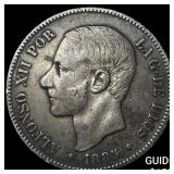 1885Msm Spain Silver 5 Pesetas
