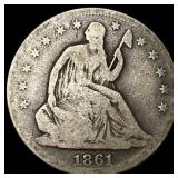 1861 Seated Liberty Half Dollar NICELY CIRCULATED