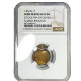 1964-D Lincoln Memorial Cent NGC MS64 BN