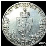 1914 Norway Silver 2 Kroner