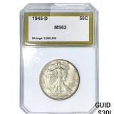 1945-D Walking Liberty Half Dollar PCI MS62