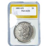 1882-O/S Morgan Silver Dollar PGA AU55