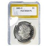 1885-O Morgan Silver Dollar PGA MS64 PL
