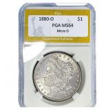 1880-O Morgan Silver Dollar PGA MS64