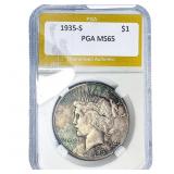 1935-S Silver Peace Dollar PGA MS65