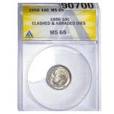1956 Roosevelt Dime ANACS MS65 Clashed & Abraded D