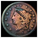 1838 Coronet Head Large Cent NICELY CIRCULATED