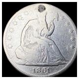 1861 Silver Seated Liberty Half Dollar HIGH  GRAD