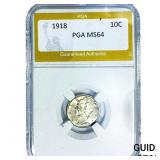 1918 Mercury Silver Dime PGA MS64
