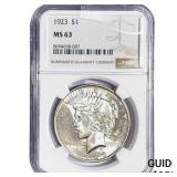 1923 Silver Peace Dollar NGC MS63