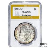 1891-CC Morgan Silver Dollar PGA MS64