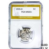1935-D Buffalo Nickel PGA MS65+