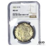 1921-D Morgan Silver Dollar NGC MS64