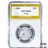 1854 Seated Liberty Quarter PGA MS64 Arrows