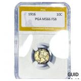 1916 Mercury Silver Dime PGA MS66 FSB