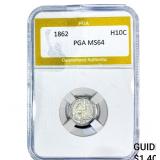 1862 Seated Liberty Half Dime PGA MS64