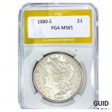 1880-S Morgan Silver Dollar PGA MS65