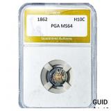 1862 Seated Liberty Half Dime PGA MS64