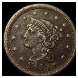 1853 Braided Hair Large Cent NEARLY  UNCIRCULATED