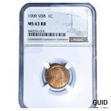 1909 VDB Wheat Cent NGC MS63 RB