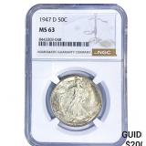 1947-D Walking Liberty Half Dollar NGC MS63