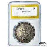 1878 8TF Morgan Silver Dollar PGA AU50