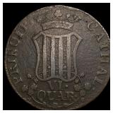 1813 Spain Catalonia Copper 6 Quartos KM 116
