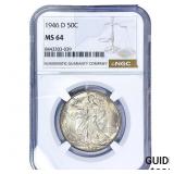 1946-D Walking Liberty Half Dollar NGC MS64