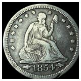 1854 Arrows Seated Liberty Quarter NEARLY UNCIRCUL