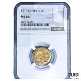 1913-D Buffalo Nickel NGC MS64